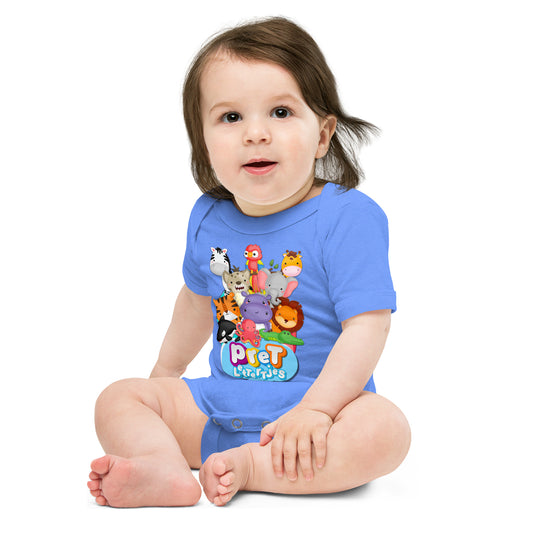 Baby romper met korte mouw - DierenPRET - kleur blauw-Pretlettertjes Shop