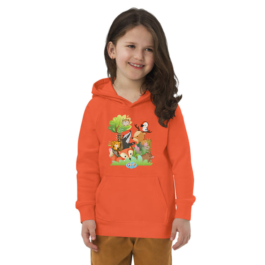 Eco hoodie voor Kleuters - Pretlettertjes Bosdieren - Kleur Oranje-Pretlettertjes Shop