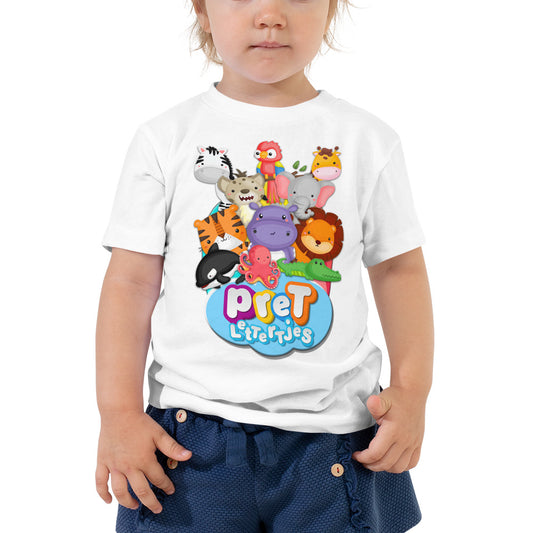 T-shirt met korte mouwen voor peuters - Pretlettertjes Dierenpret Dierentuin - kleur wit-Pretlettertjes Shop